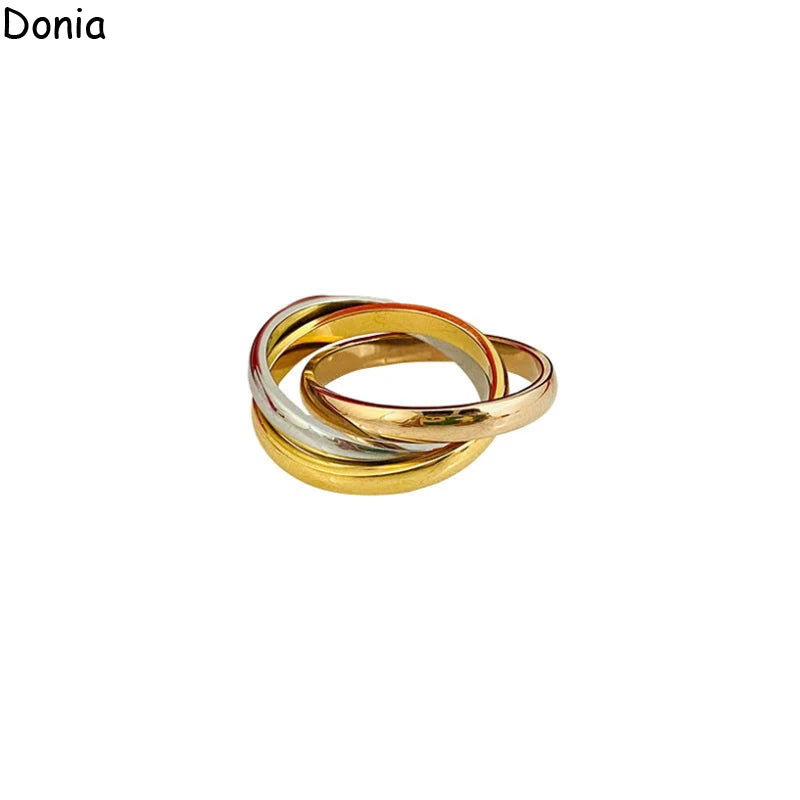 Donia jewelry luxury fashion new three-ring three-color glossy titanium steel ring European and American fashion ring