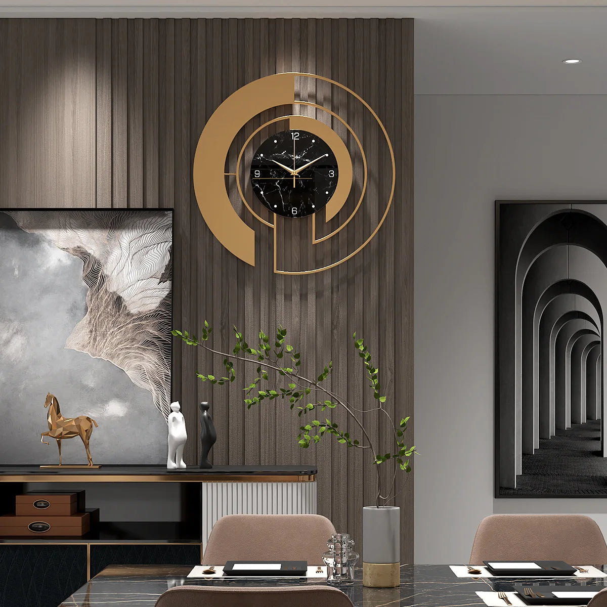 Living Room Luxury Wall Clock Metal.