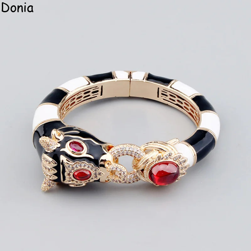 Donia Jewelry European and American fashion cow titanium steel micro-inlaid zircon animal luxury bracelet