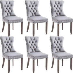 Dining Room Chairs Set of 6, Velvet Tufted Dining.