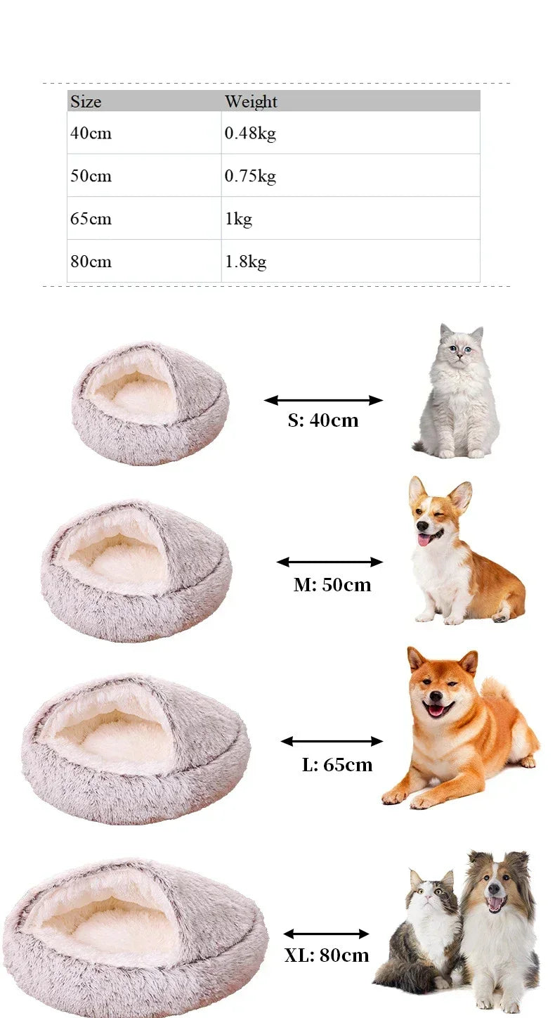 winter dog Plush Round Bed Pet Mattress Warm Soft Comfortable Basket Cat Dog Sleeping Bag Nest for Small Dogs Medium dogs cat