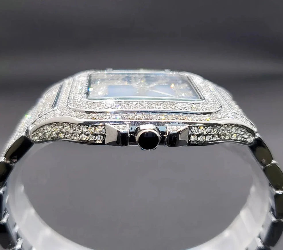 Quartz Watches Luxury Diamond Blue Watch.