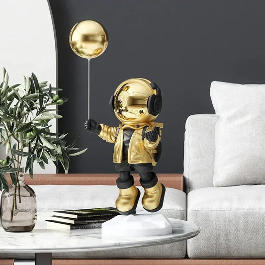 Plating Golden Large Astronaut Design Home decor Floor Ornament Luxury Sculpture Modern Fashion Craft Sculpture Resin Room Decor