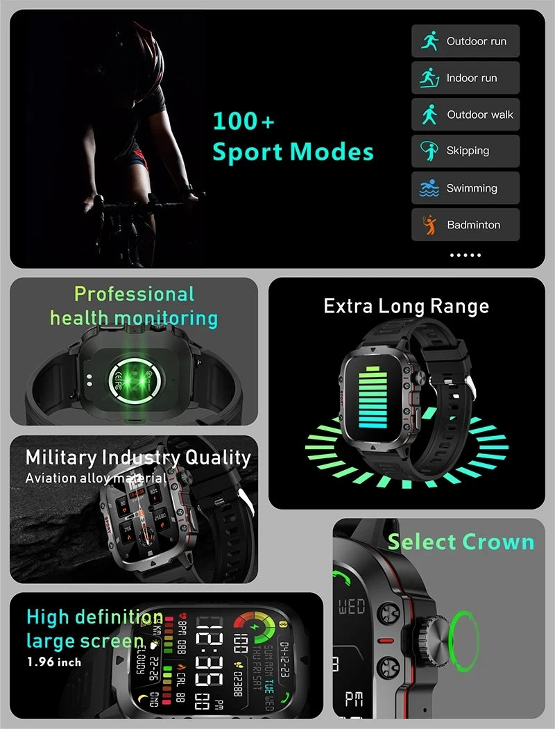 For Xiaomi Military Smart Watch Men IP68GPS.