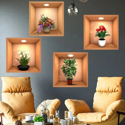 PVC Creative Green Plant Simulate 3D Wallpapers.