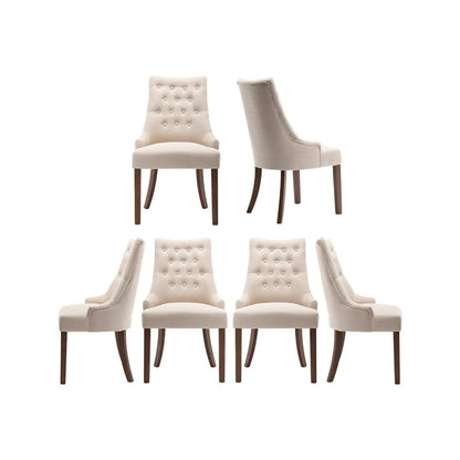 Wingback Upholstered Dining Chairs Set of 6, Fabric Side Dining Room Chairs with Tufted Button, Living Room Chairs Resturant