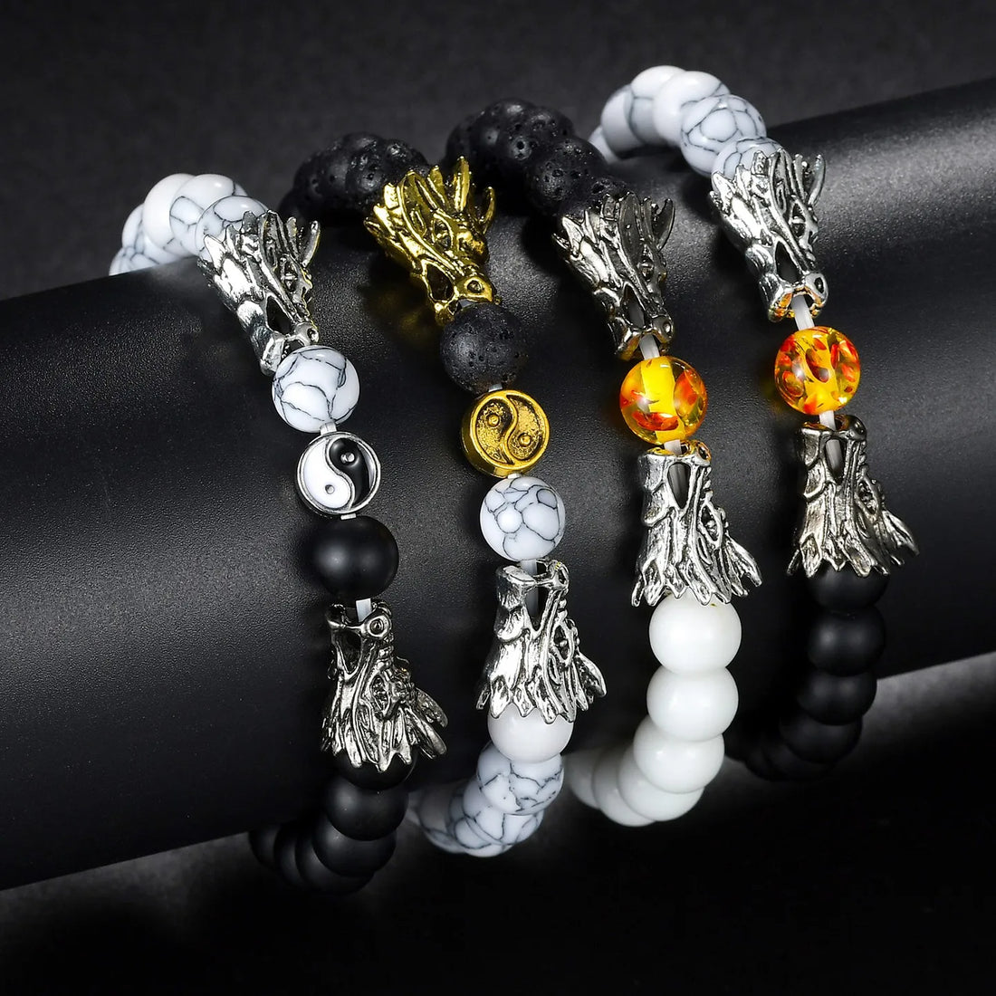 Dragon Natural Stone Beads Bracelet Charm.