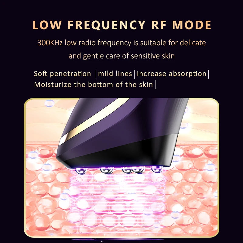 radio frequency beauty instrument lifts and tightens face.