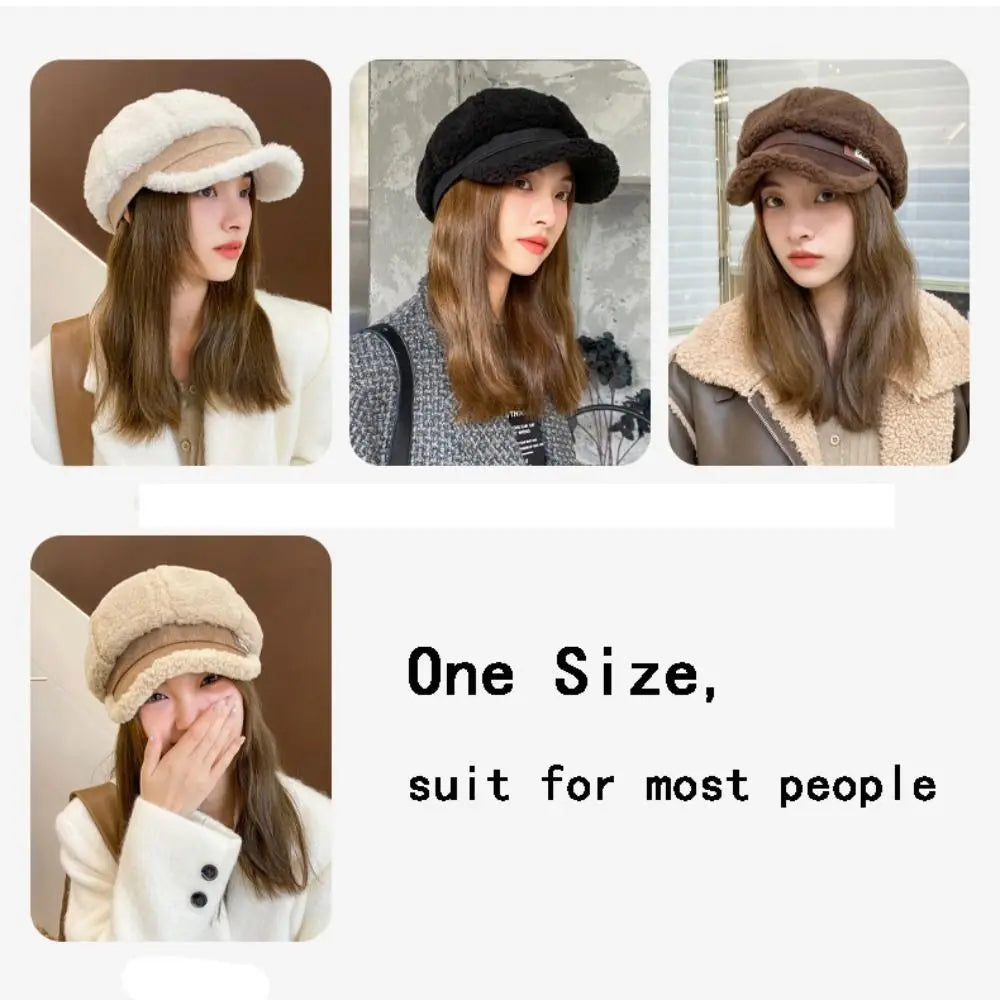 White Black Coffee Beig Hat  Lamb Hats Women