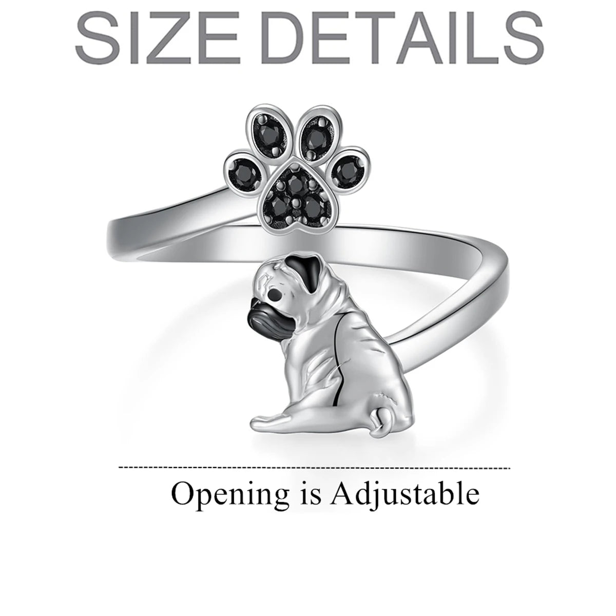 Creative Cute Black Dog Open Ring for Women