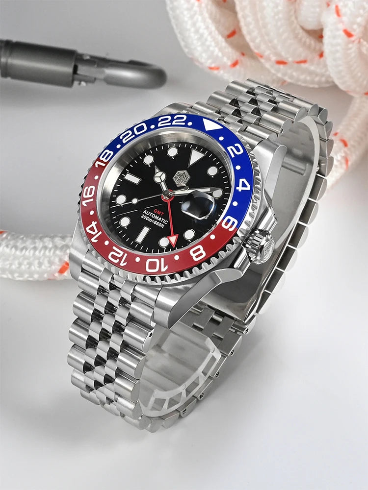 San Martin GMT Luxury Men Watch Jubilee Bracelet.