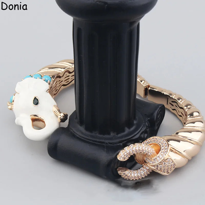 Donia Jewelry European and American fashionable white elephant titanium steel micro-set zircon animal luxury bracelet