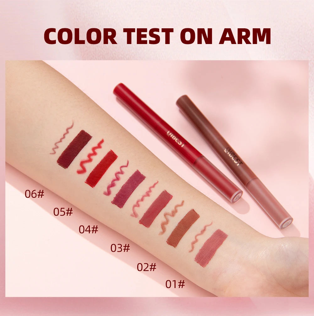 6 Colors Double-end Lip Gloss Waterproof Lipstick.