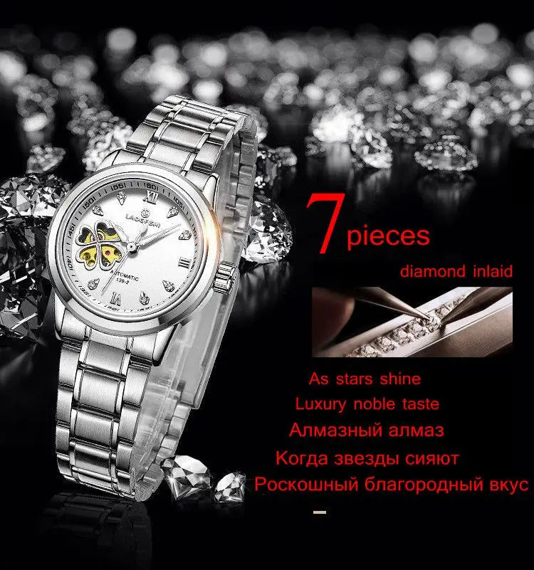 Automatic Mechanical Watches Diamond WristWatches Ladies.