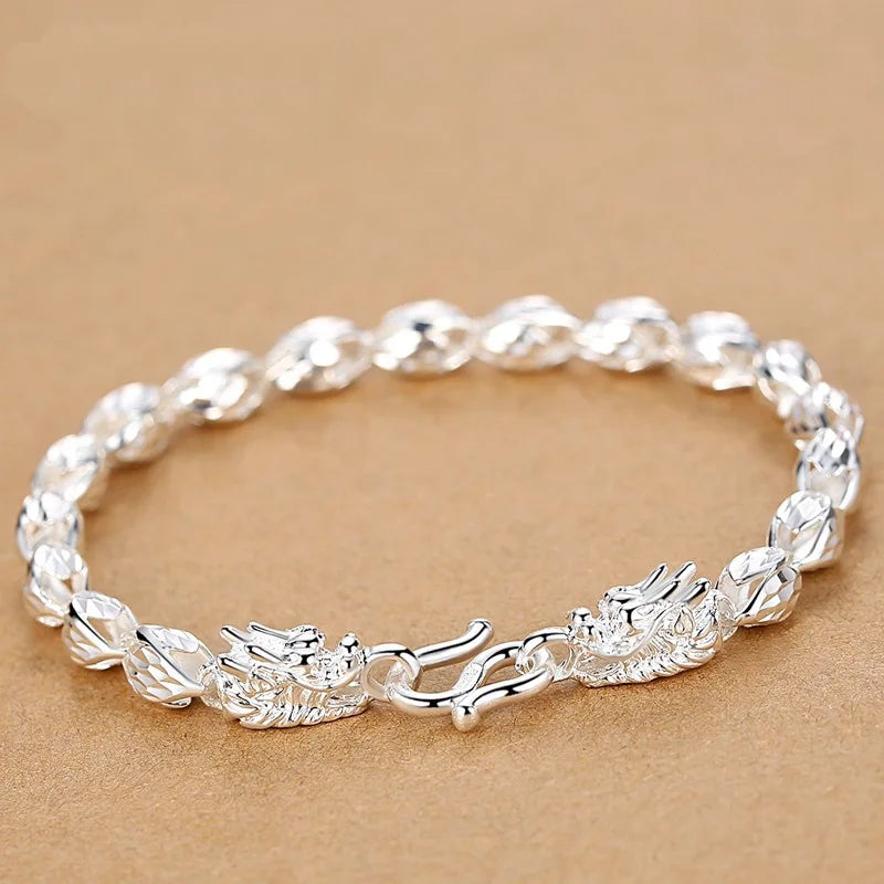 New Silver Bracelet Men Chinese Style