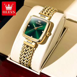 OLEVS Original New In Fashion Quartz Watch for Women Square Dial Solid Texture Watchstrap Luxury Top Brand Ladies Wristwatches