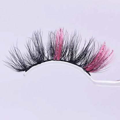 New glitter ombre Colored Lashes 20MM Mink Lashes Wholesale Dramatic Colorful Natural Eyelashes Extension Make up Fake Eyelashes