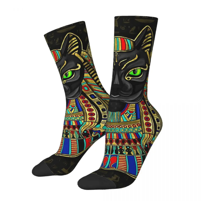 Funny Crazy Sock for Men Bastet Egyptian.