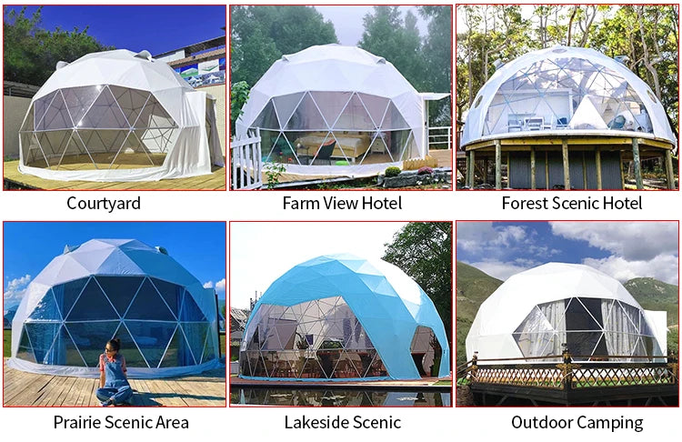 Geodesic Dome Manor greenhouse Tent Leisure Resort Vacation Outdoor Glamping Round Tent Transparent Starry Sky Luxury Hotel Dome