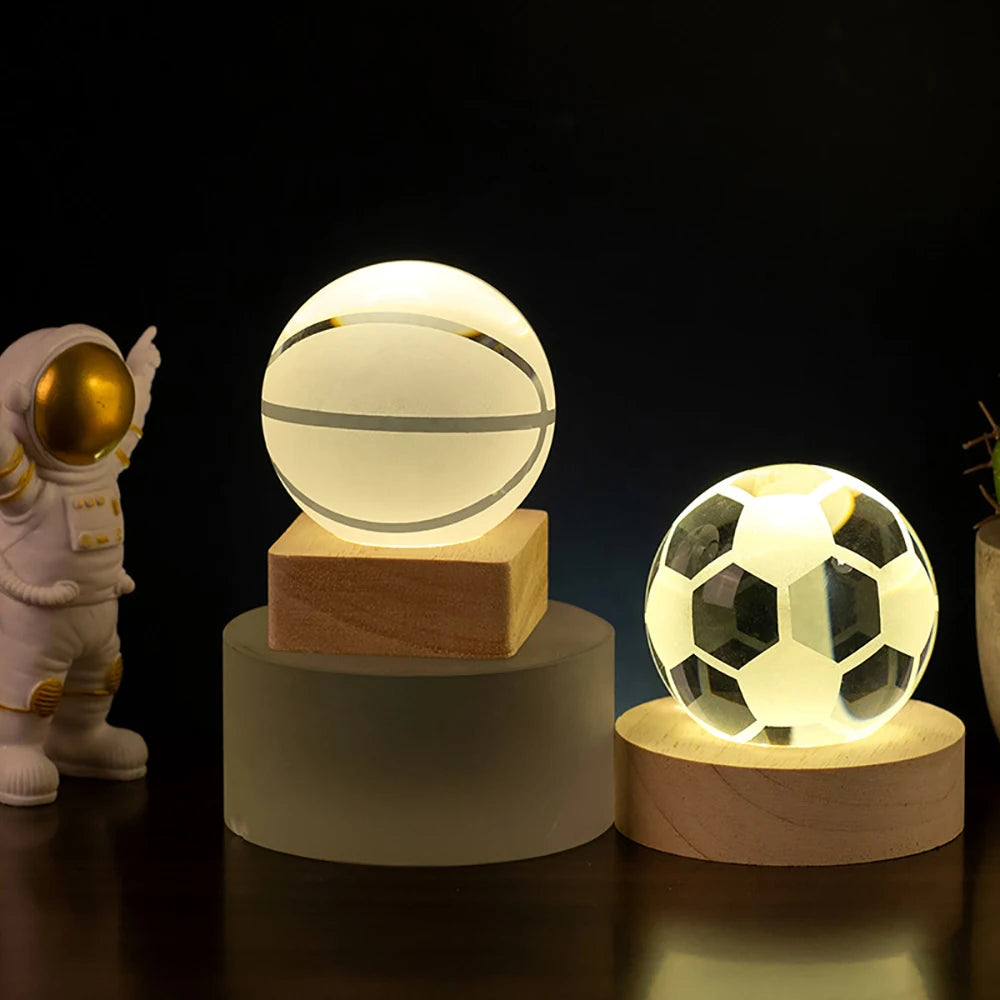 Soccer Basketball Earth Atmosphere Lamp Crystal.