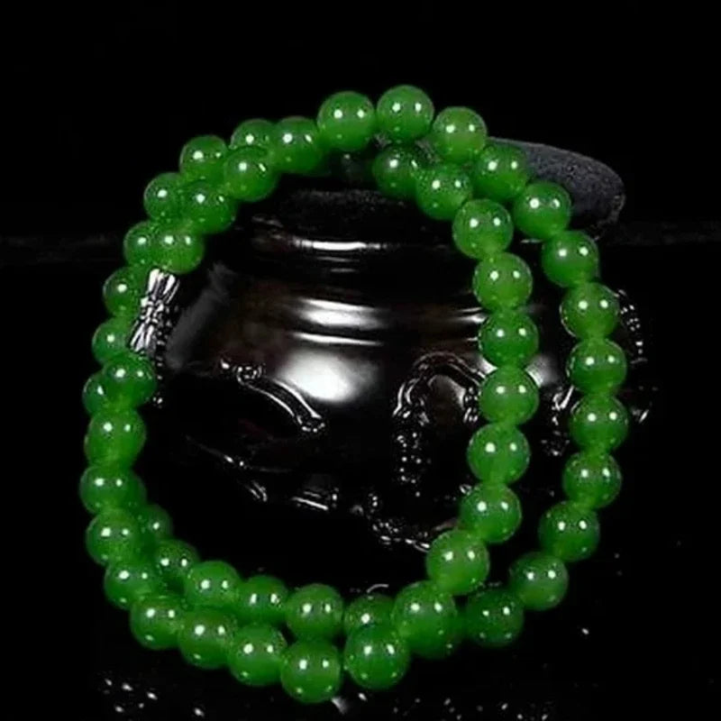 Genuine Natural Green Beads Necklace Chinese Jadeite Jewelry Fashion Charm Accessories Lucky Amulet Gifts for Women Her Men