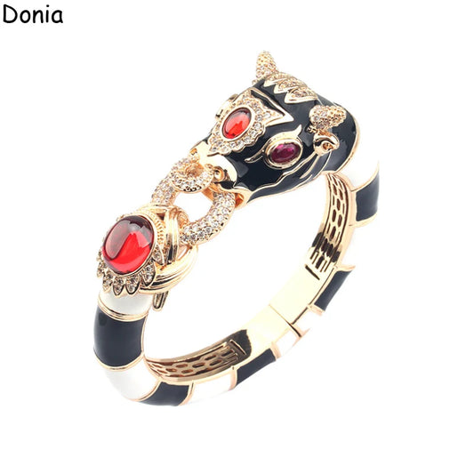 Donia Jewelry European and American fashion cow titanium steel micro-inlaid zircon animal luxury bracelet