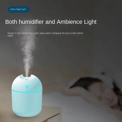 Humidifier, Aromatherapy diffuser, Mini size, 250ML capacity, Compact design, Essential oil diffuser, Air humidification, Ultrasonic technology, Quiet operation, LED light feature, Portable humidifier, Home decor accessory, Office humidifier, USB powered, Waterless auto-off,