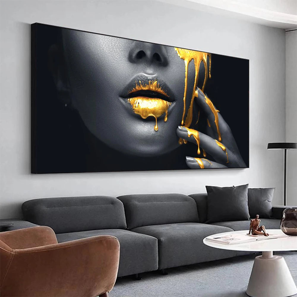 Fashion Luxury Wall Art Poster Woman Lips High End Pop Mural Modern Home Living Room Decoration Canvas Painting Pictures Prints