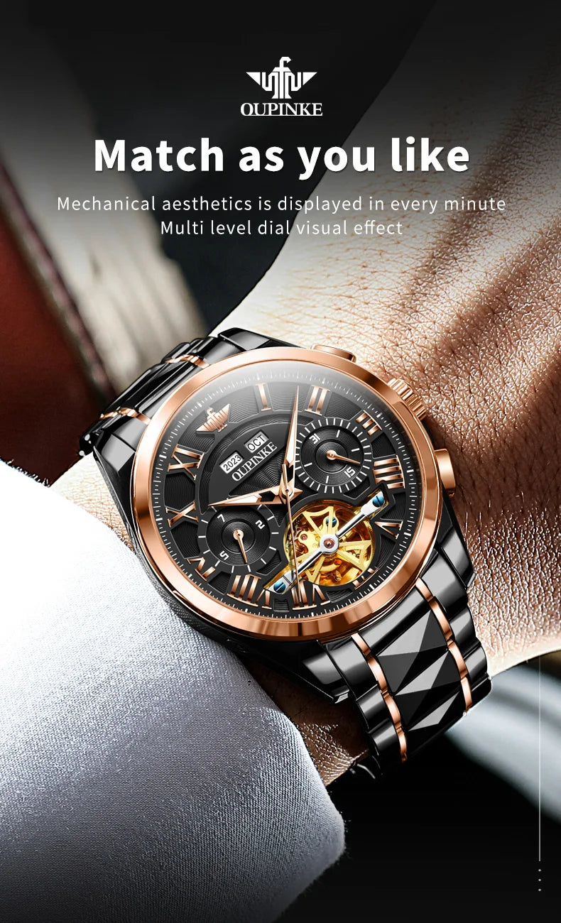 OUPINKE 3236 Top Brand Original Mechanical Watch For Men 50M Waterproof Luxury Men's Watches Automatic Man Dress Wristwatch