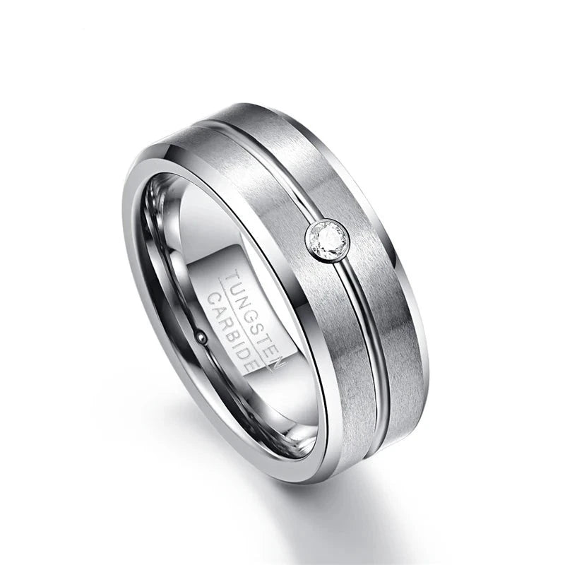 Tungsten Carbide Ring Classic Men Ring Faceted Wedding Bands Men&