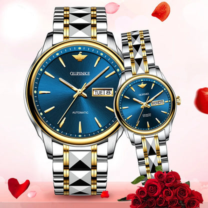 OUPINKE 3170 Couple Watches for Men Women Japan Automatic Mechanical Movement Lover&