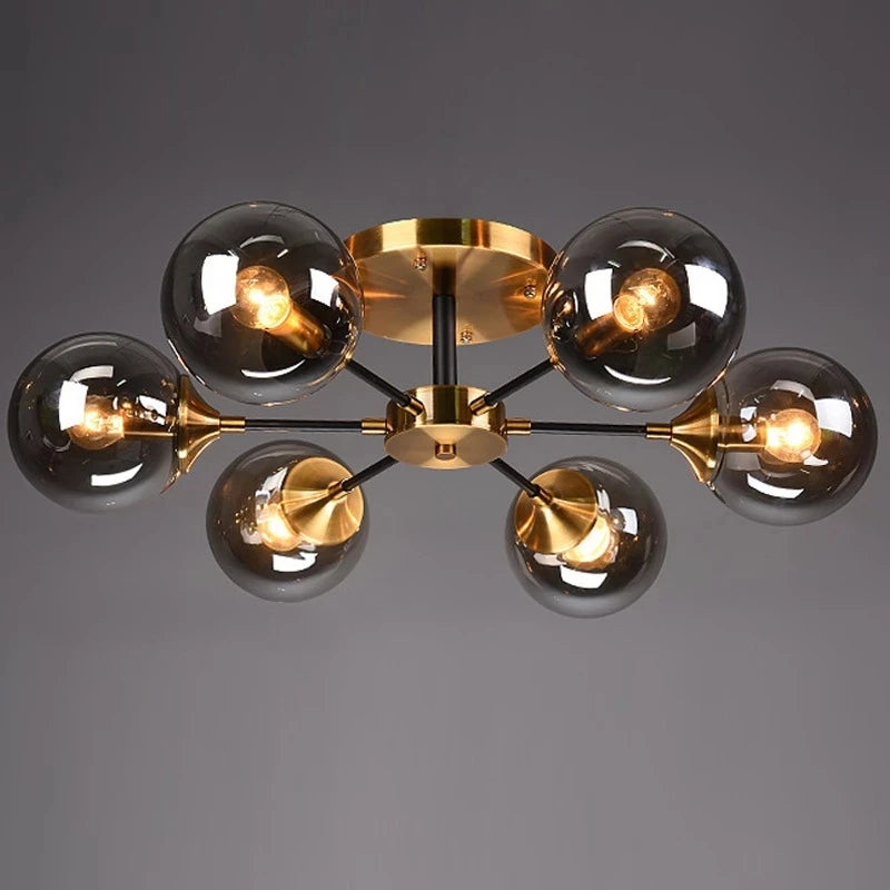 Living Room Ceiling Lamp: LED Glass Minimalist Modern Chandelier.