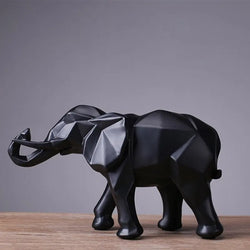 Geometric Resin Gold Elephant Sculpture.