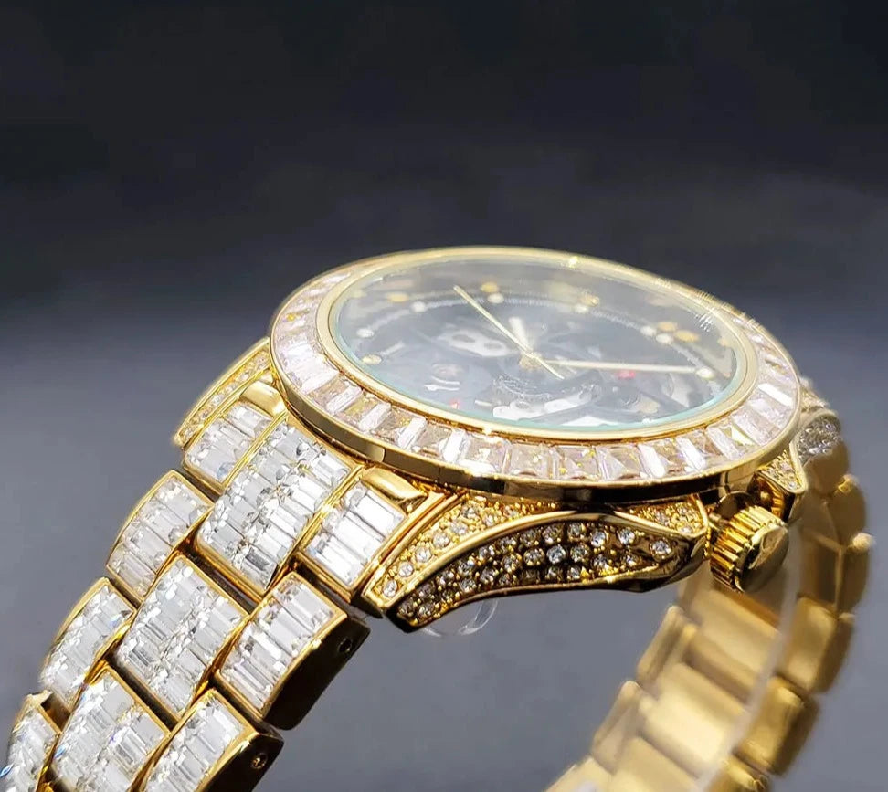 Men's Mechanical Watch High Quality Luxury Gold.