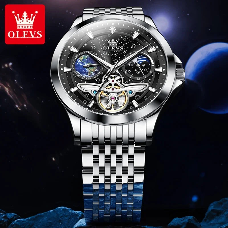 Olevs 6705 top business man Watch stainless steel automatic Business watch men high quality mechanical men&