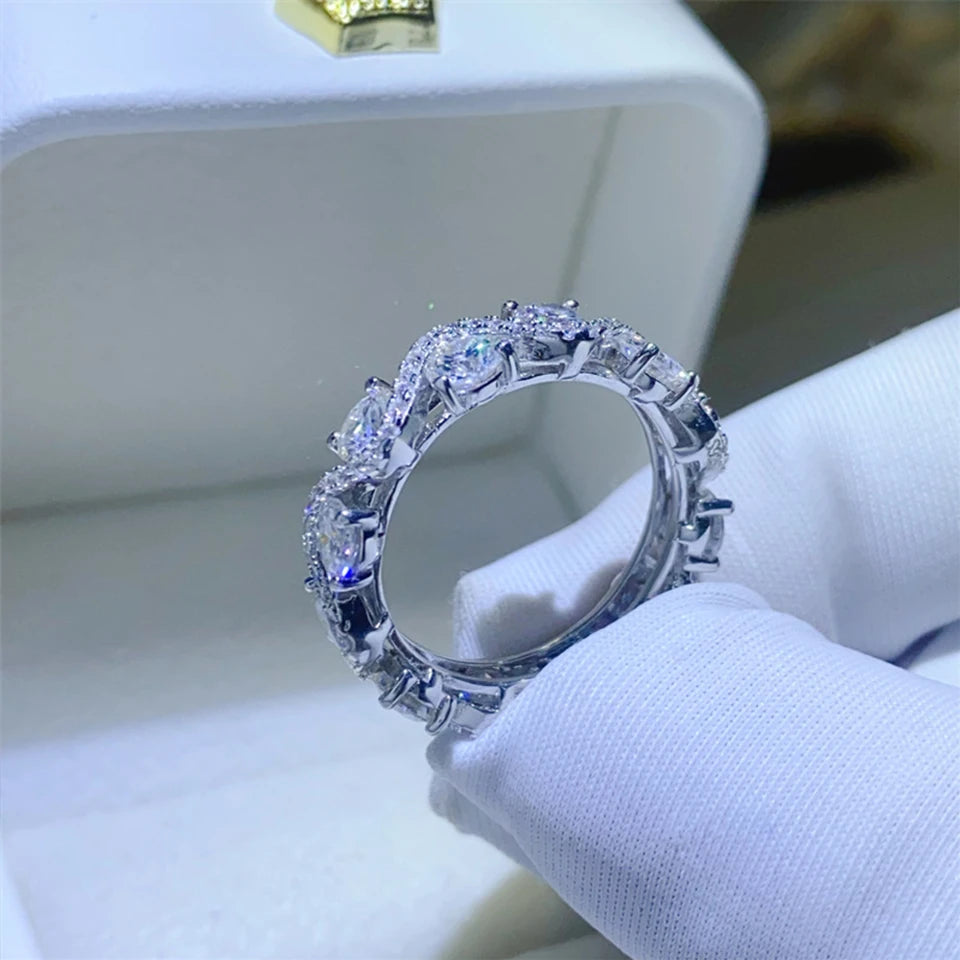 4mm Color Moissanite Row Ring for Women.