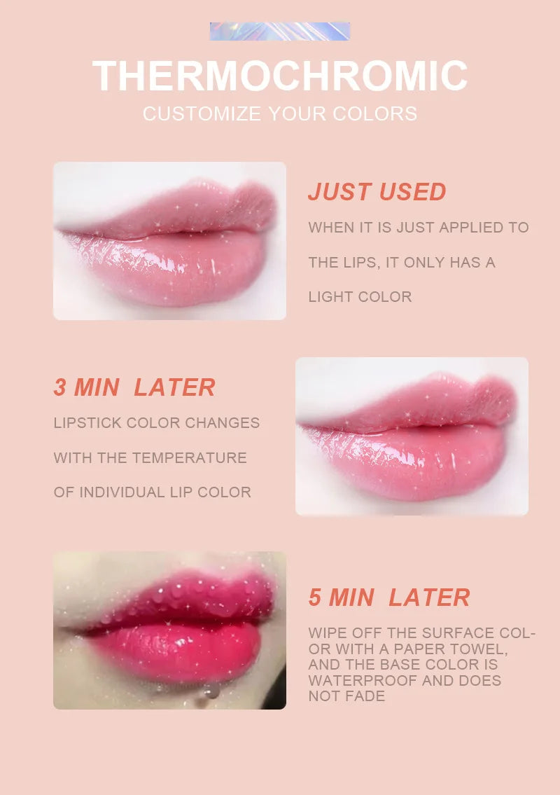 Lip-shaped Lipstick Makeup Temperature Color.