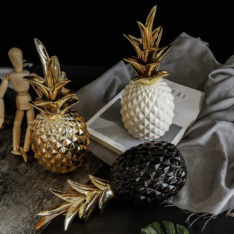 Nordic Minimalist and Luxurious Ceramic Pineapple Gold Creative Home and Living Room Decorations and Ornaments