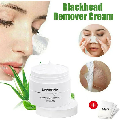 LANBENA Blackhead Remover Cream Paper Plant Pore Strips Nose Acne Cleansing Black Dots Peel Off Mud Mask Treatments Skin Care