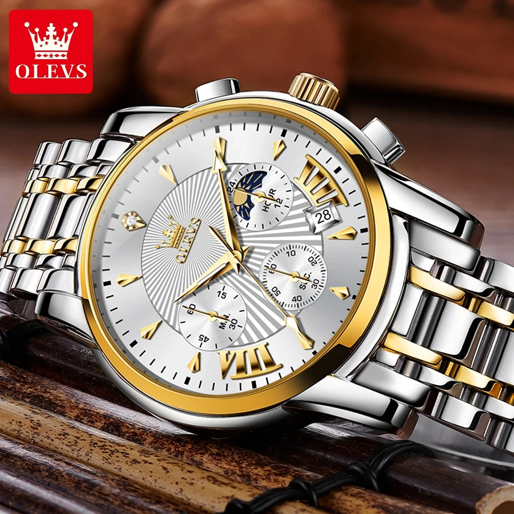 OLEVS Luxury Brand Quartz Watch for Men Waterpoof Chronograph Men&