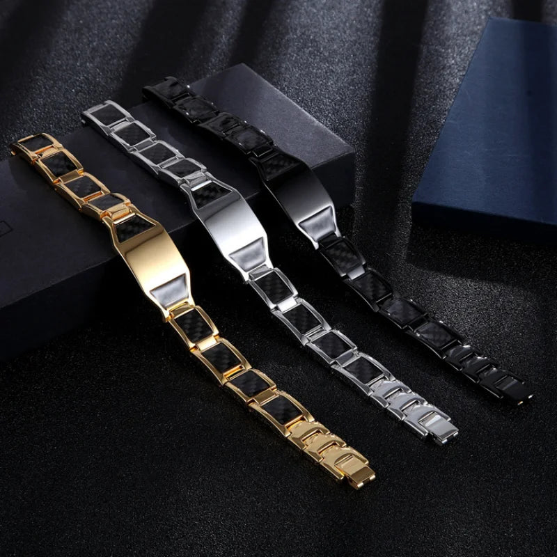 4 in 1 Men Steel Magnetic Therapy Healing Bracelet.