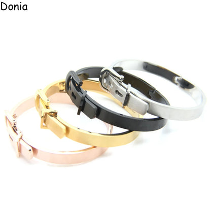 Donia Jewelry European and American Fashion Four-color Belt Buckle Adjustable Titanium Steel Bracelet Lover Bracelet