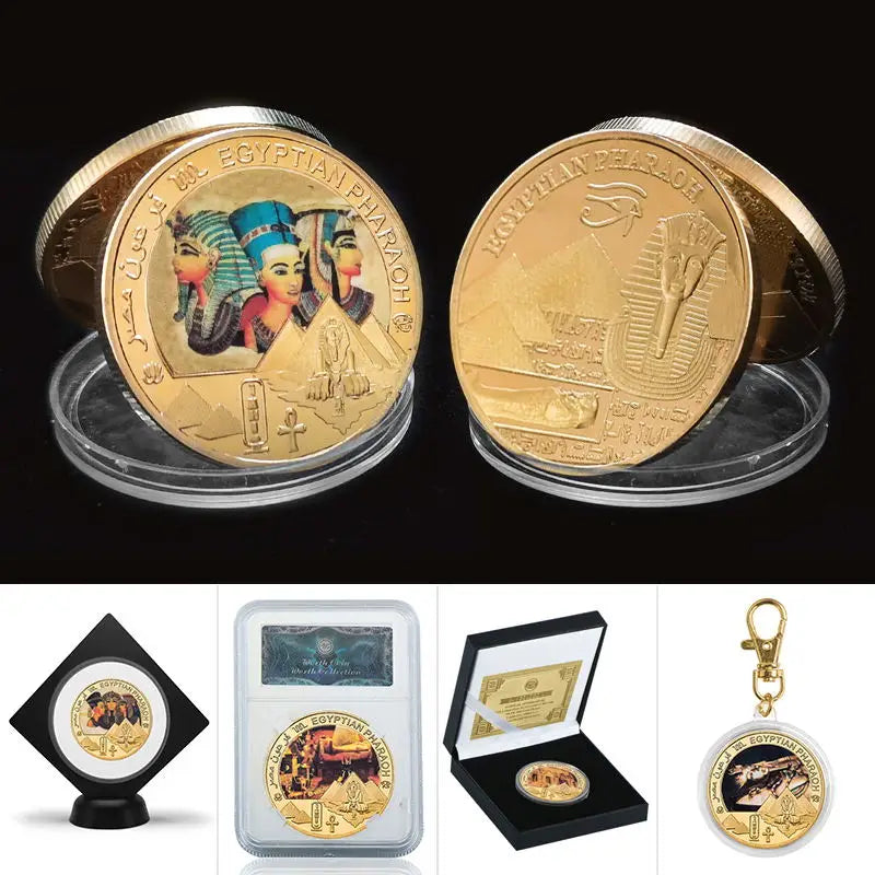 Egyptian Pharaoh Gold Plated Commemorative Coin