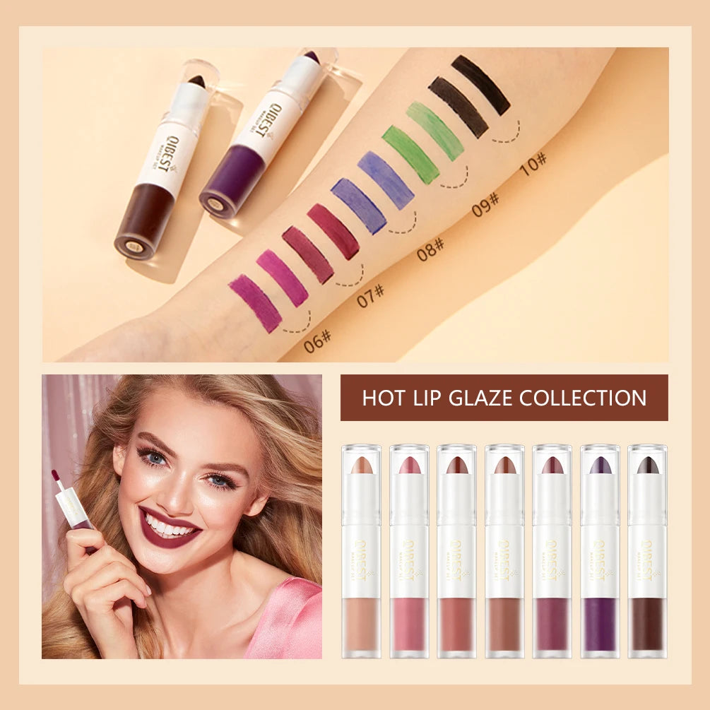 10 Colors 2 in 1 Matte Lipstick Lip.