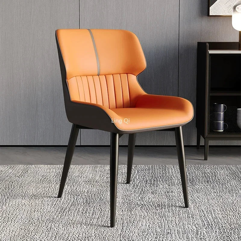 Luxury Modern Dining Chairs Orange Metal Bedroom.