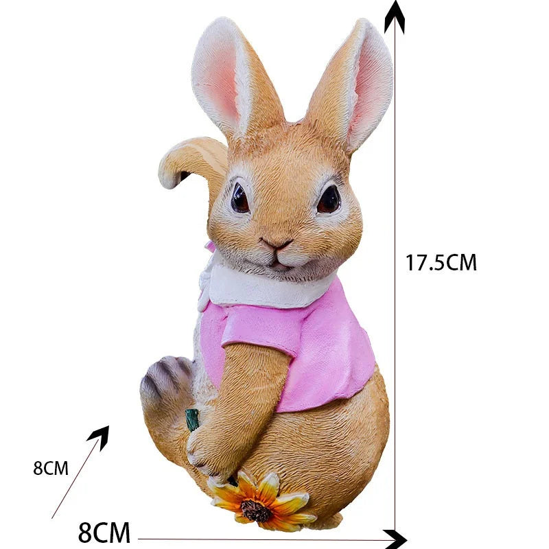 Funny Rabbit Statue Adorable Bunny Sculpture Resin Animal Figurine Decorative Ornament for Outdoor Fairy Garden Patio Yard Tree