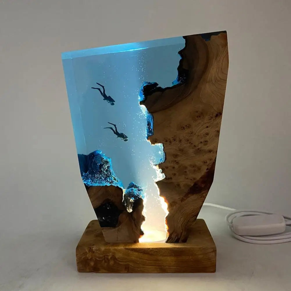 Seabed World Organism Resin Table Light Diving Cave.