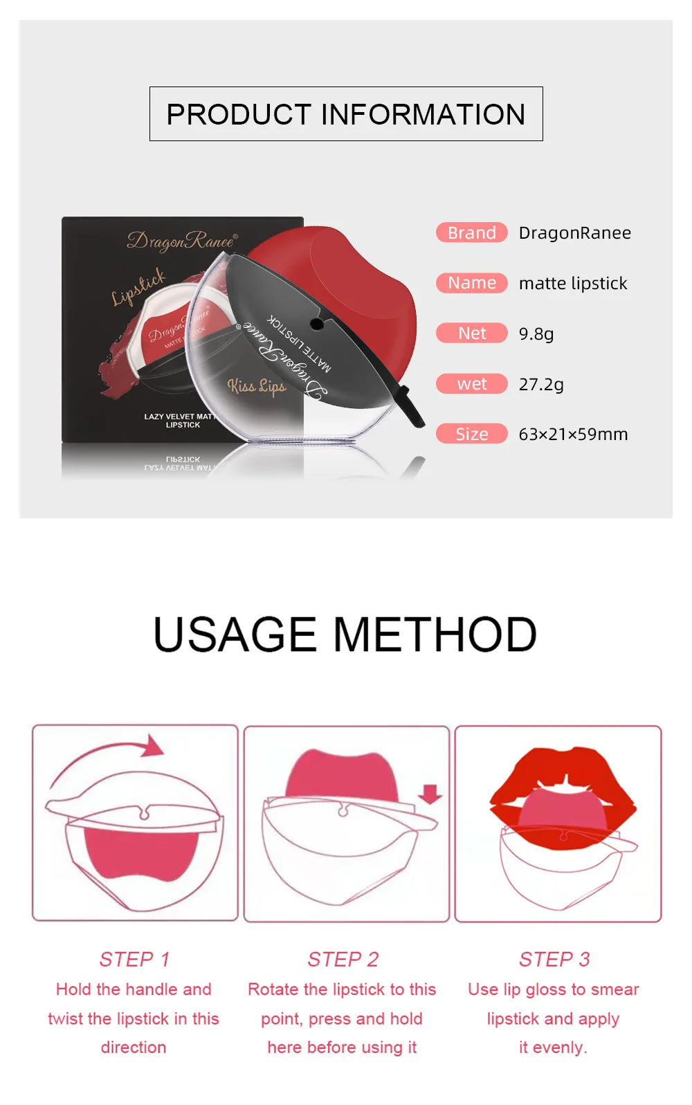 Lip-shaped Lipstick Makeup Temperature Color.