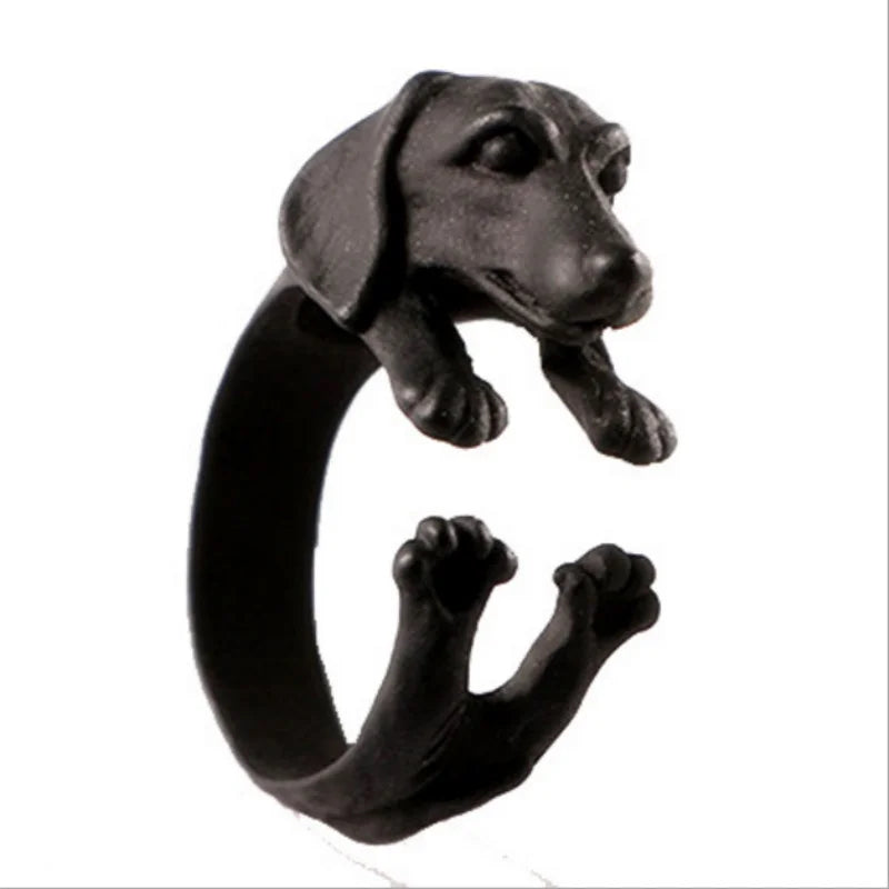 Retro 3D Beagle & German Shepherd Dog Ring.