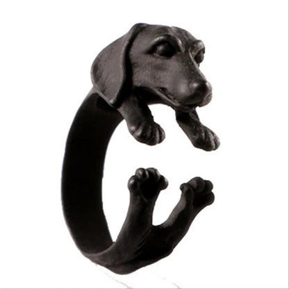 Retro 3D Beagle &amp; German Shepherd Dog Ring.